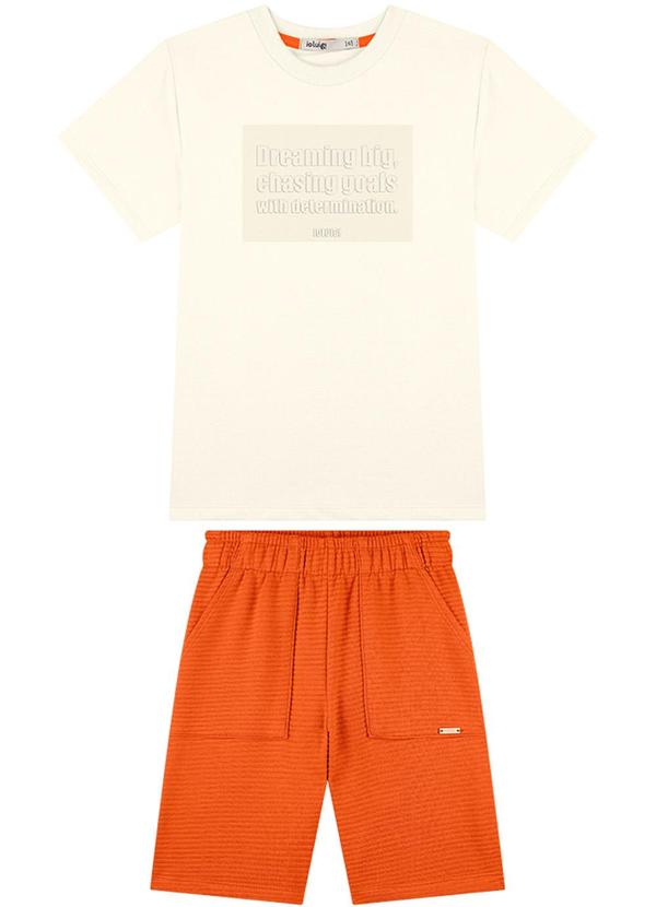 Ioluig - Conjunto Camiseta e Bermuda em Gorgurinho Bege 2