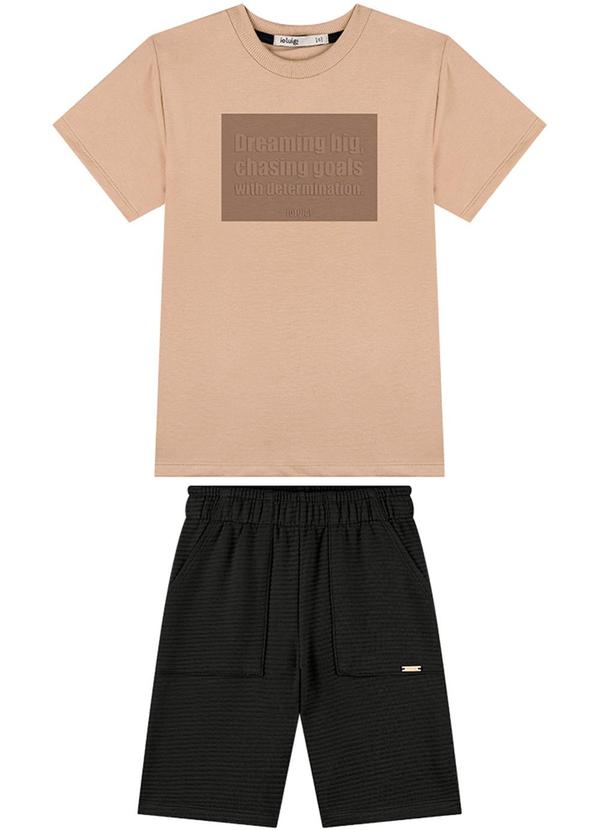 Ioluig - Conjunto Camiseta e Bermuda em Gorgurinho Marrom