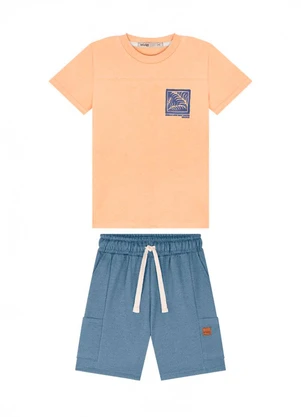 Ioluig - Conjunto Camiseta e Bermuda em Linho Laranja - IOLUIG