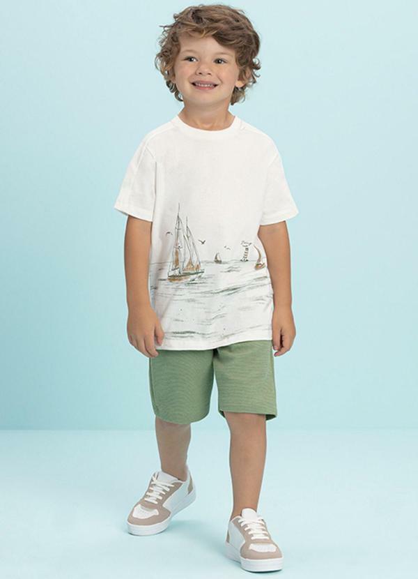 Ioluig - Conjunto Camiseta e Bermuda em Malha Dupla Bege