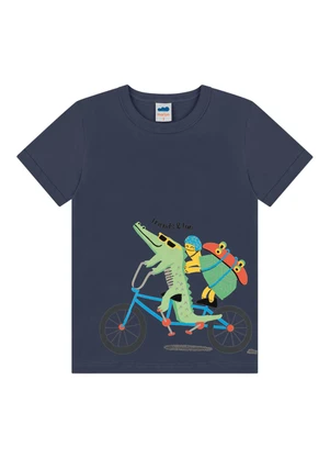 Marlan - Conjunto Camiseta e Bermuda em Microfibra Azul - MARLAN