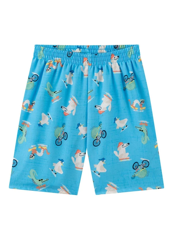 Marlan - Conjunto Camiseta e Bermuda em Microfibra Azul 3