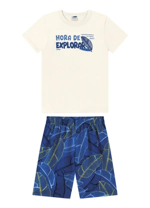 Marlan - Conjunto Camiseta e Bermuda em Microfibra Bege - MARLAN