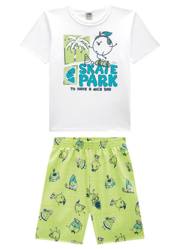 Marlan - Conjunto Camiseta e Bermuda em Microfibra Branco