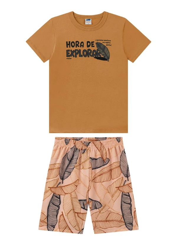 Marlan - Conjunto Camiseta e Bermuda em Microfibra Marrom 2