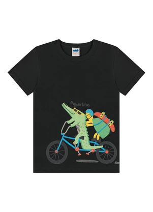 Marlan - Conjunto Camiseta e Bermuda em Microfibra Preto - MARLAN