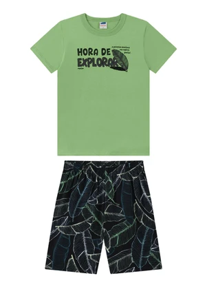 Marlan - Conjunto Camiseta e Bermuda em Microfibra Verde - MARLAN