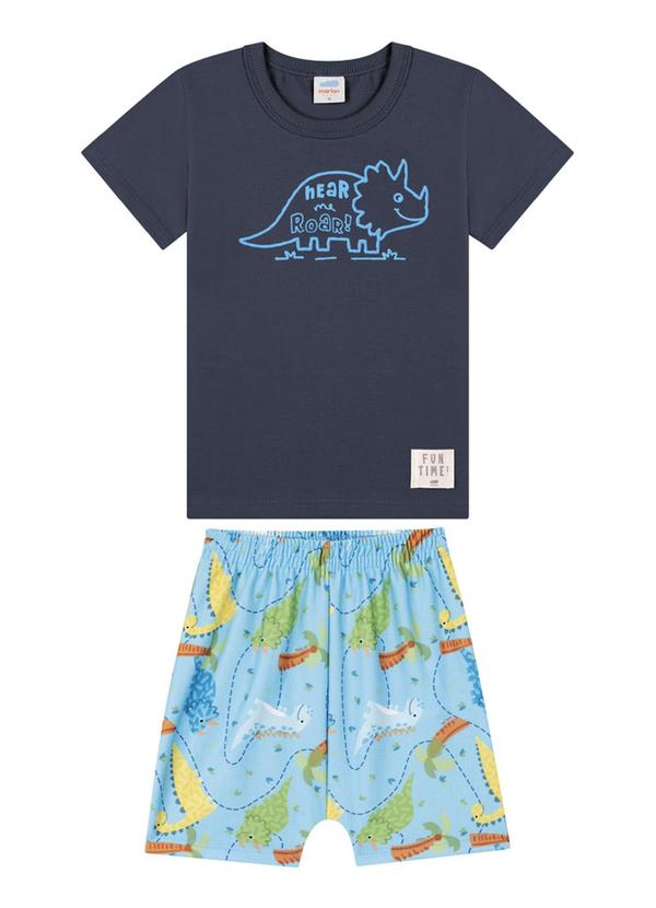 Marlan - Conjunto Camiseta e Bermuda em Molecotton Azul
