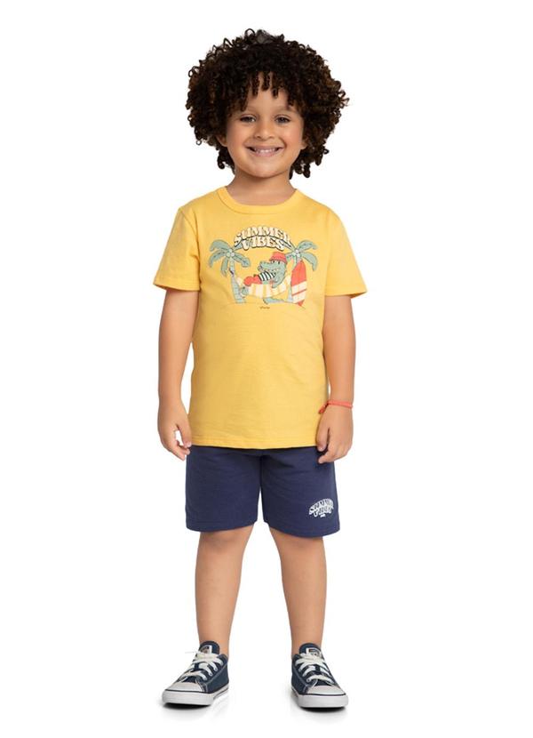 Marlan - Conjunto Camiseta e Bermuda em Moletinho Amarelo