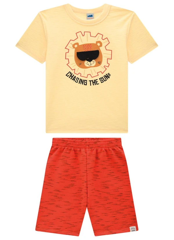 Marlan - Conjunto Camiseta e Bermuda em Moletinho Amarelo