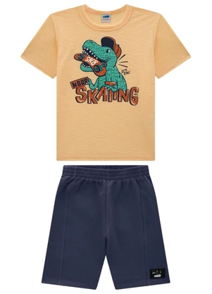 Marlan - Conjunto Camiseta e Bermuda em Moletinho Amarelo - MARLAN