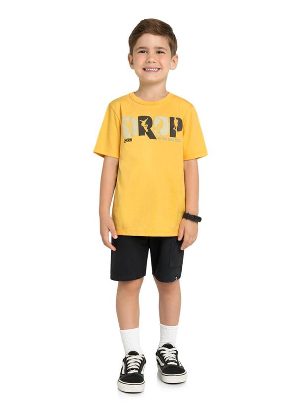 Marlan - Conjunto Camiseta e Bermuda em Moletinho Amarelo