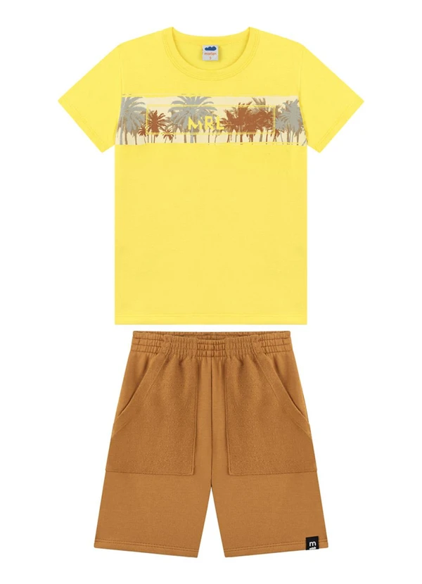 Marlan - Conjunto Camiseta e Bermuda em Moletinho Amarelo 2