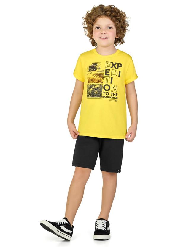 Marlan - Conjunto Camiseta e Bermuda em Moletinho Amarelo
