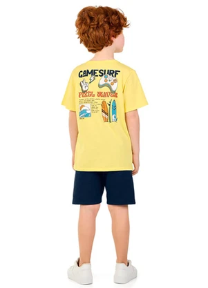 Marlan - Conjunto Camiseta e Bermuda em Moletinho Amarelo - MARLAN