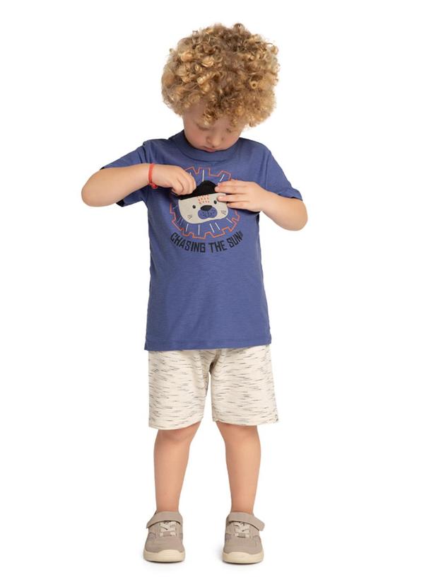 Marlan - Conjunto Camiseta e Bermuda em Moletinho Azul