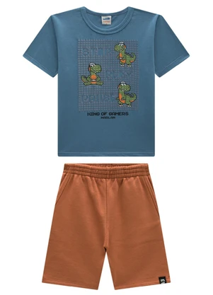 Marlan - Conjunto Camiseta e Bermuda em Moletinho Azul - MARLAN