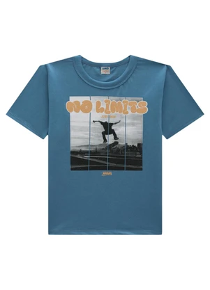 Marlan - Conjunto Camiseta e Bermuda em Moletinho Azul - MARLAN