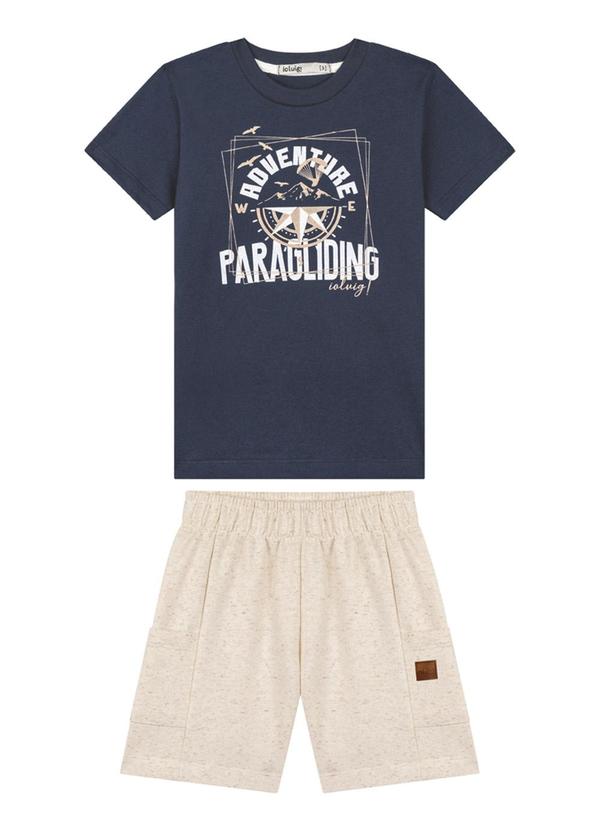 Ioluig - Conjunto Camiseta e Bermuda em Moletinho Azul 3