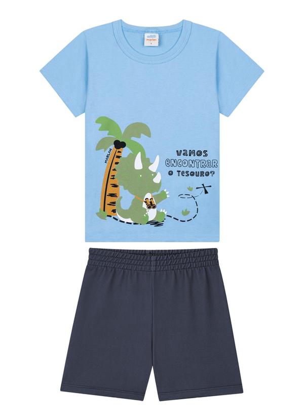 Marlan - Conjunto Camiseta e Bermuda em Moletinho Azul 1