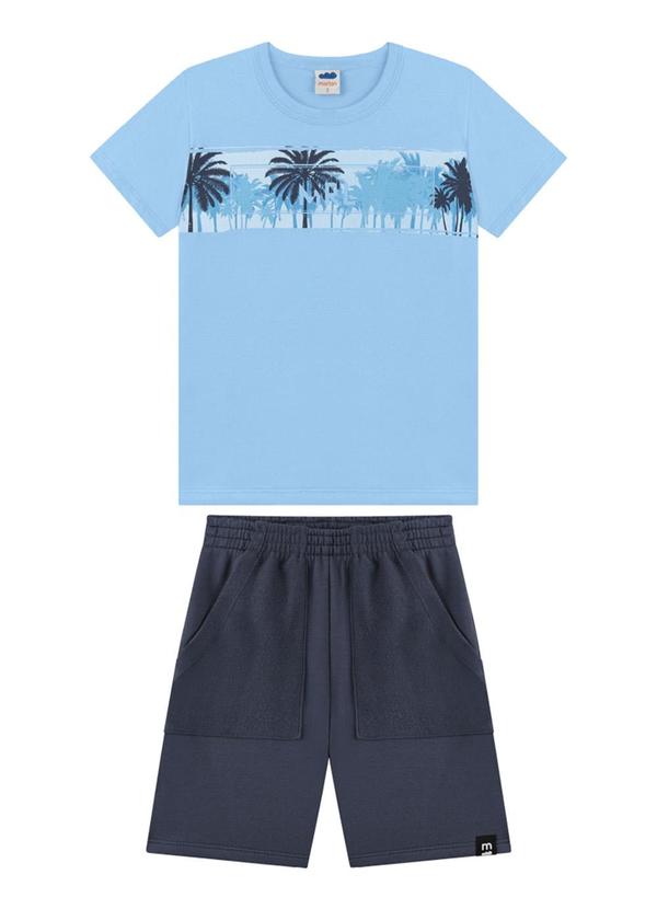 Marlan - Conjunto Camiseta e Bermuda em Moletinho Azul