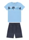 Marlan - Conjunto Camiseta e Bermuda em Moletinho Azul - variação: Azul