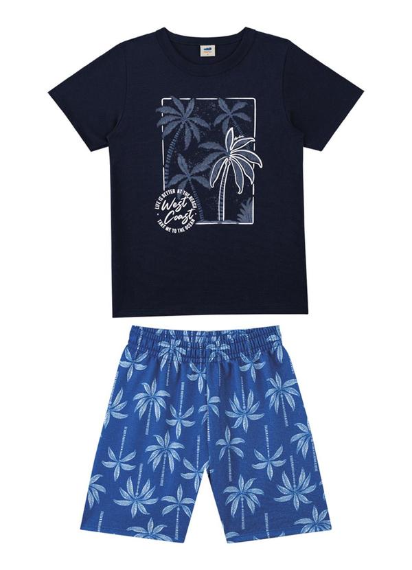 Marlan - Conjunto Camiseta e Bermuda em Moletinho Azul 2