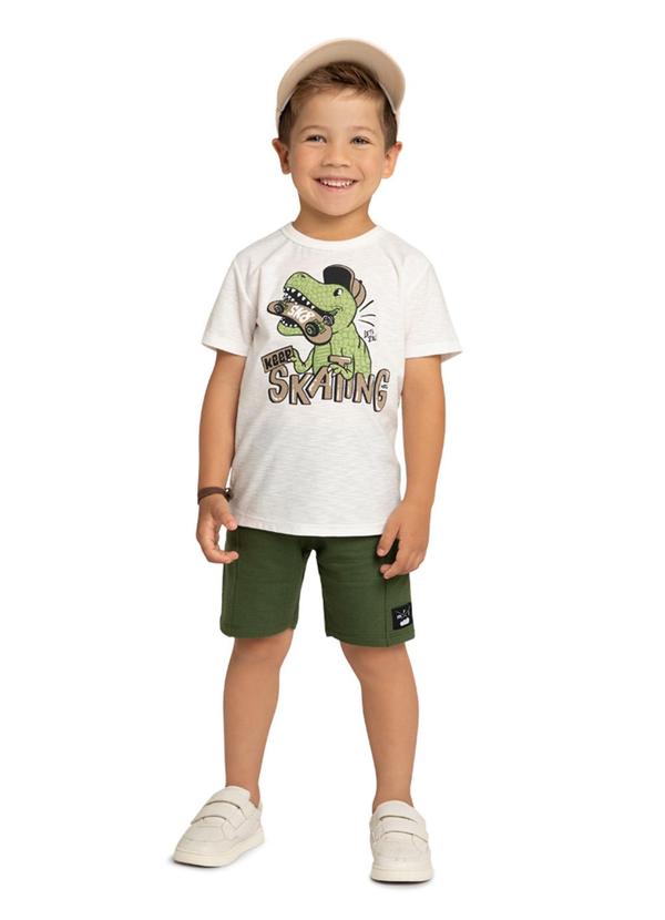 Marlan - Conjunto Camiseta e Bermuda em Moletinho Bege