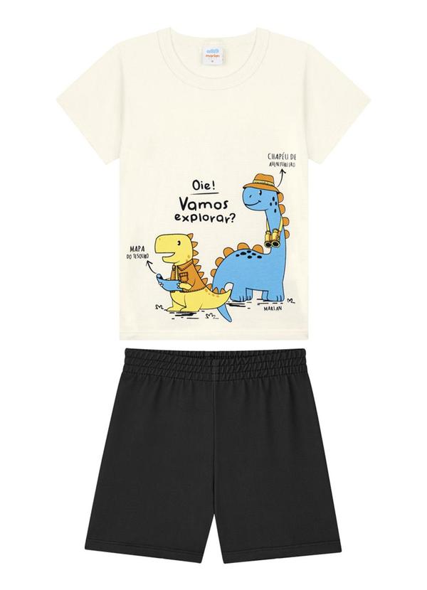 Marlan - Conjunto Camiseta e Bermuda em Moletinho Bege 2