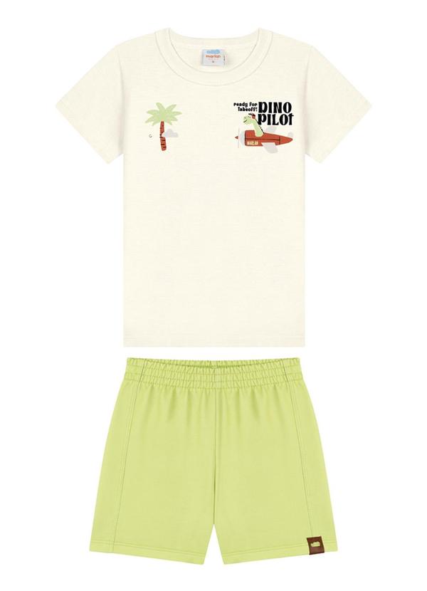 Marlan - Conjunto Camiseta e Bermuda em Moletinho Bege 1