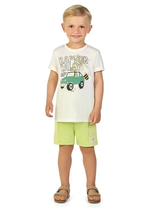 Marlan - Conjunto Camiseta e Bermuda em Moletinho Bege - MARLAN