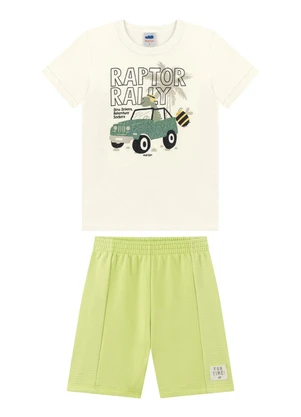 Marlan - Conjunto Camiseta e Bermuda em Moletinho Bege - MARLAN