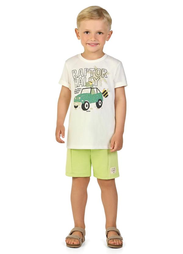 Marlan - Conjunto Camiseta e Bermuda em Moletinho Bege