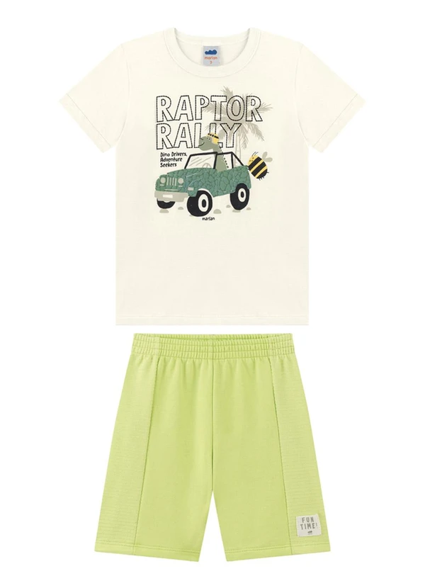 Marlan - Conjunto Camiseta e Bermuda em Moletinho Bege 2