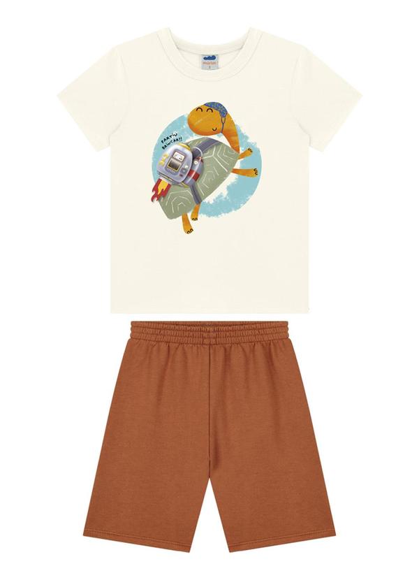 Marlan - Conjunto Camiseta e Bermuda em Moletinho Bege 1