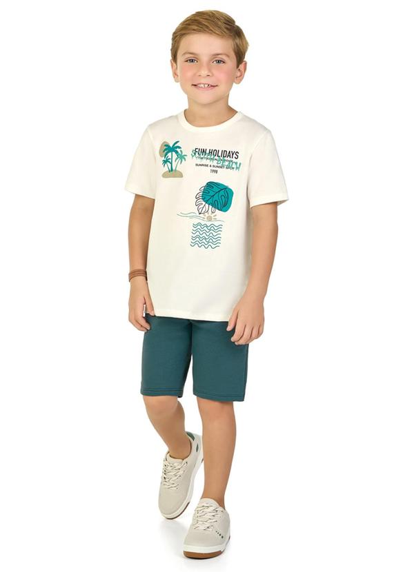 Marlan - Conjunto Camiseta e Bermuda em Moletinho Bege