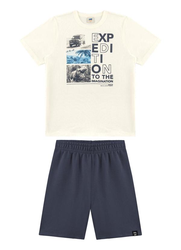 Marlan - Conjunto Camiseta e Bermuda em Moletinho Bege