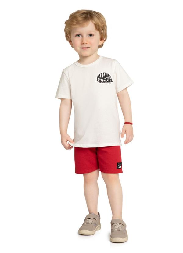Marlan - Conjunto Camiseta e Bermuda em Moletinho Branco