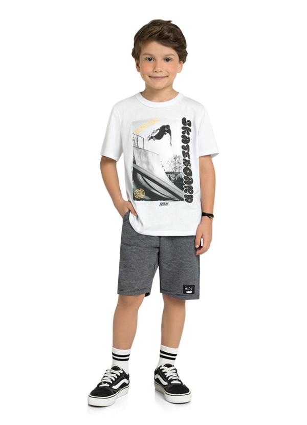 Marlan - Conjunto Camiseta e Bermuda em Moletinho Branco