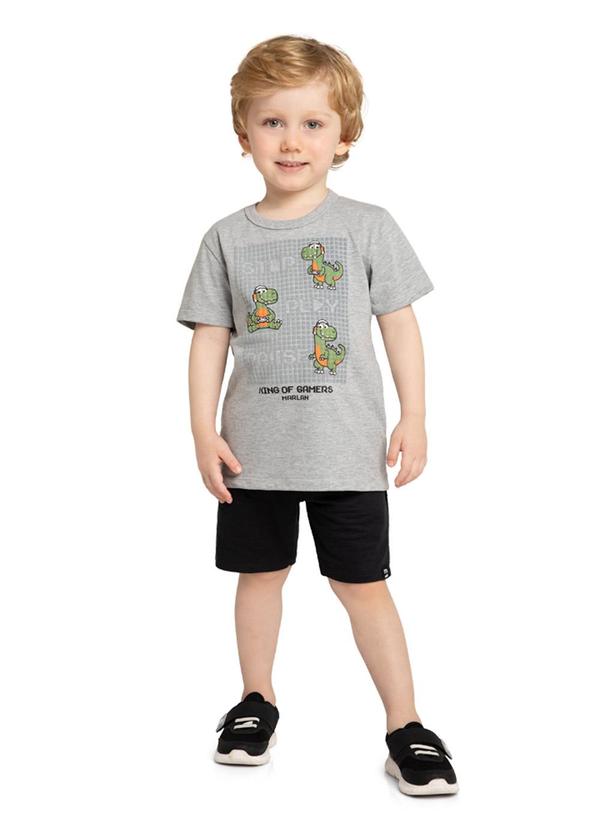 Marlan - Conjunto Camiseta e Bermuda em Moletinho Cinza