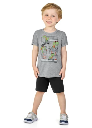 Marlan - Conjunto Camiseta e Bermuda em Moletinho Cinza - MARLAN