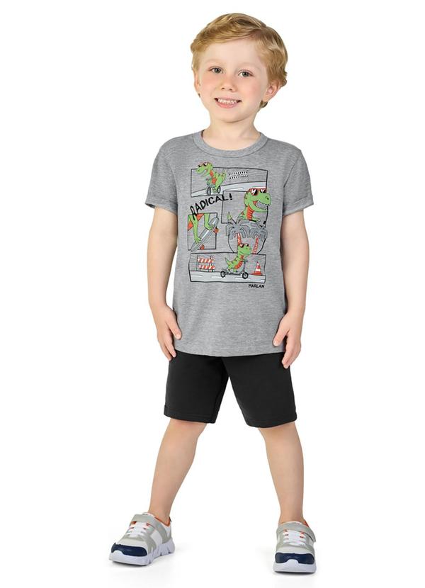 Marlan - Conjunto Camiseta e Bermuda em Moletinho Cinza