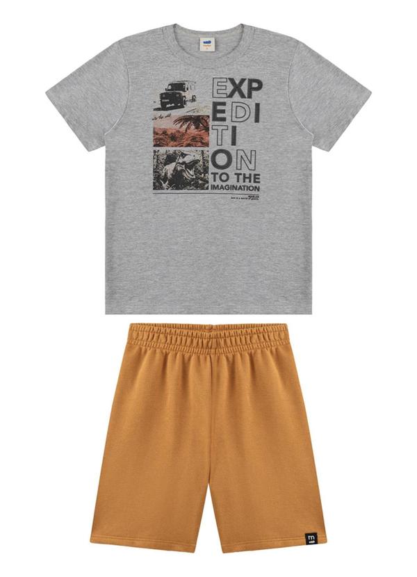 Marlan - Conjunto Camiseta e Bermuda em Moletinho Cinza 1