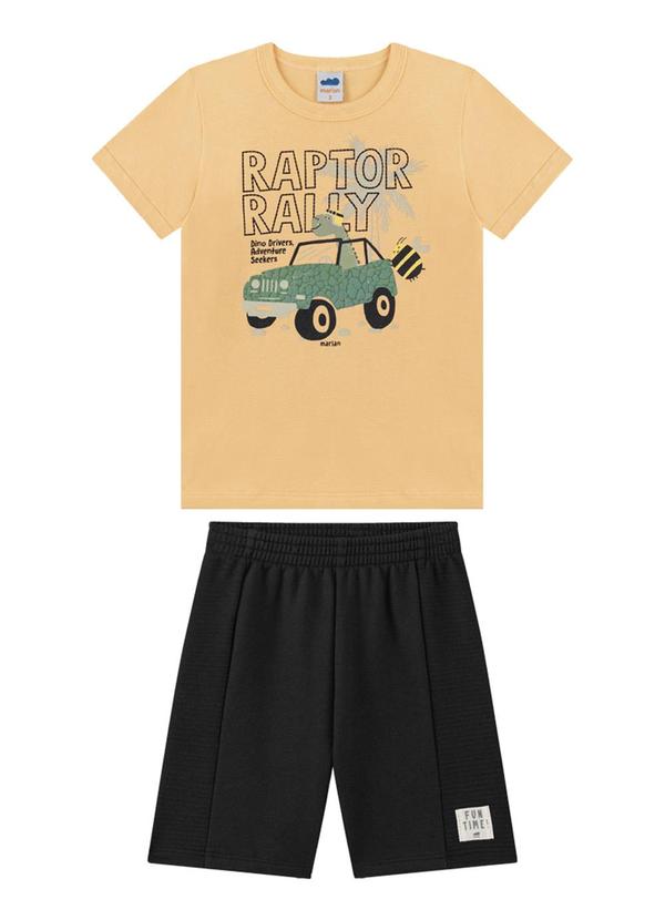 Marlan - Conjunto Camiseta e Bermuda em Moletinho Laranja