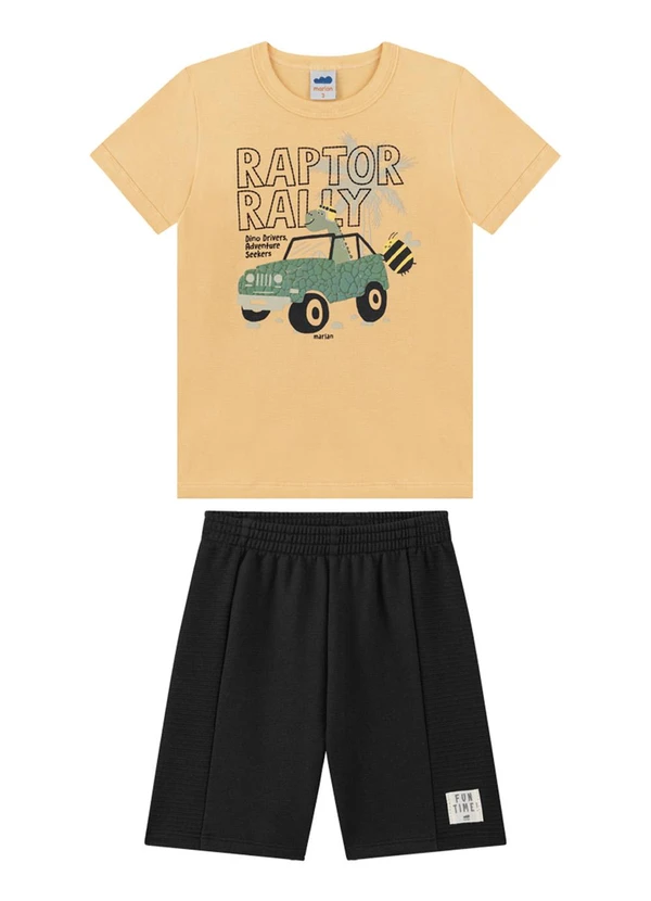 Marlan - Conjunto Camiseta e Bermuda em Moletinho Laranja