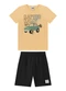 Marlan - Conjunto Camiseta e Bermuda em Moletinho Bege - variação: Laranja