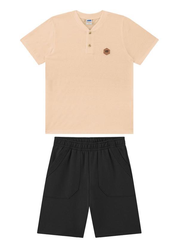 Marlan - Conjunto Camiseta e Bermuda em Moletinho Laranja