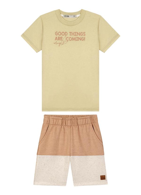 Ioluig - Conjunto Camiseta e Bermuda em Moletinho Marrom