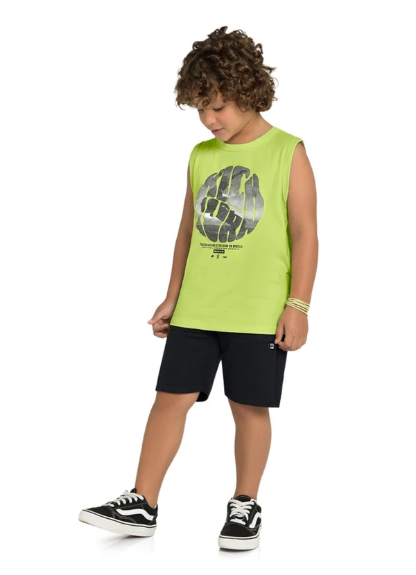 Marlan - Conjunto Camiseta e Bermuda em Moletinho Verde