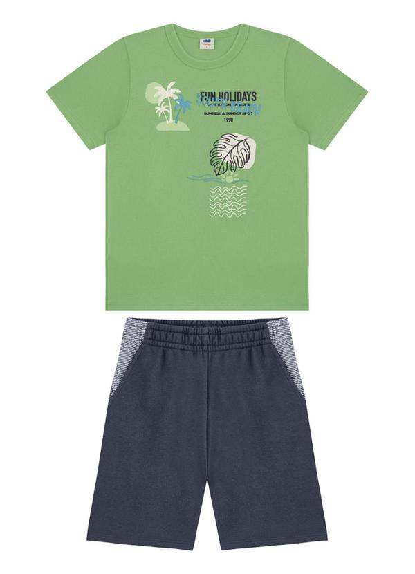 Marlan - Conjunto Camiseta e Bermuda em Moletinho Verde 1